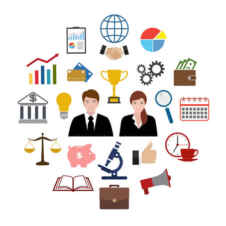 Business set and essential, advertising, banking and financeのイラスト素材