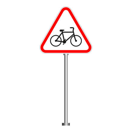 Warning sign bike in a red triangleのイラスト素材