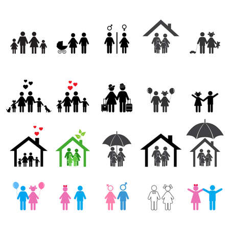 Humans icon set. Family man, woman and childrenのイラスト素材