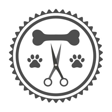 Illustration of a pet grooming logo. Dog beauty salon emblem.のイラスト素材