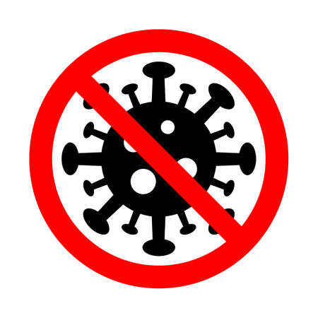 illustration of a caution virus sign in a red crossed out circleのイラスト素材