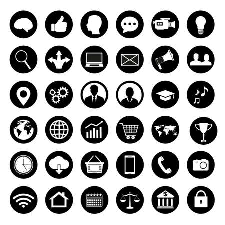 illustration set of icons for business. Icons for management, finance, strategy, marketing on a white background.のイラスト素材