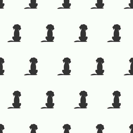 Seamless light background with elements silhouette of a dog. Children's illustration, bed linen and gift wrap.のイラスト素材