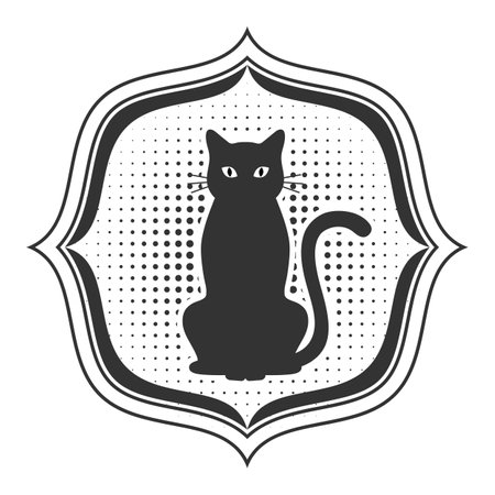 Cat Template. Pet emblem on white backgroundのイラスト素材