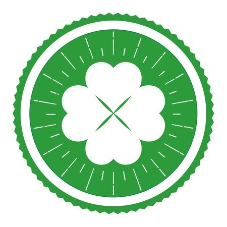 Illustration of a four leaf clover in a green circle on a white backgroundのイラスト素材