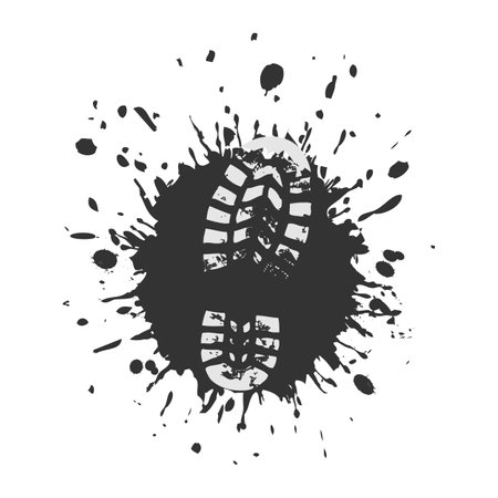 A trace from a boot on background stains of dirt.のイラスト素材