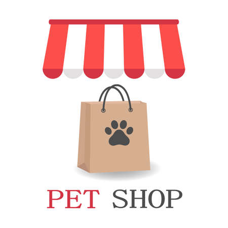 Illustration Pet Shop logo design template. animal icon emblem for store, shelter, business services.のイラスト素材