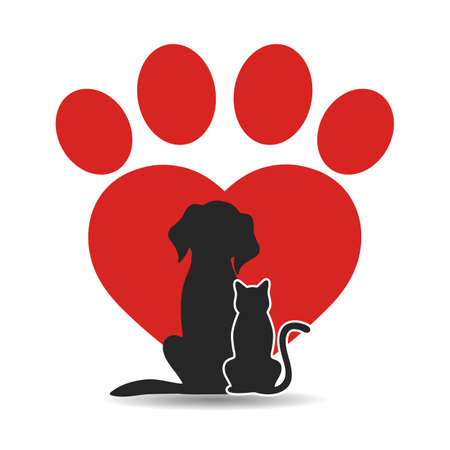 Veterinary logo illustration, Cat and dog design element, pets care, vetclinic , pet shop.のイラスト素材