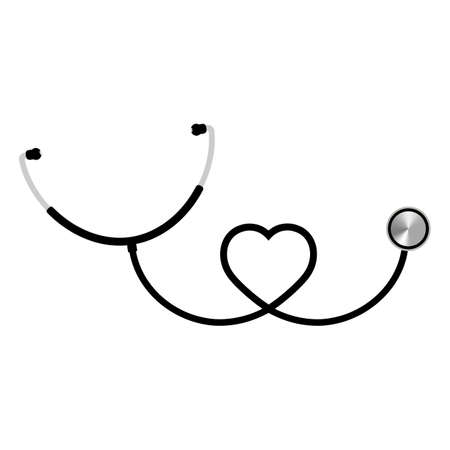 heart shaped black stethoscope illustrationのイラスト素材