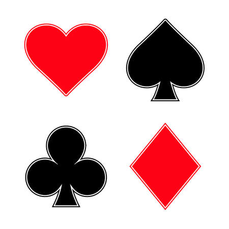 Set of card suits icon on white background.