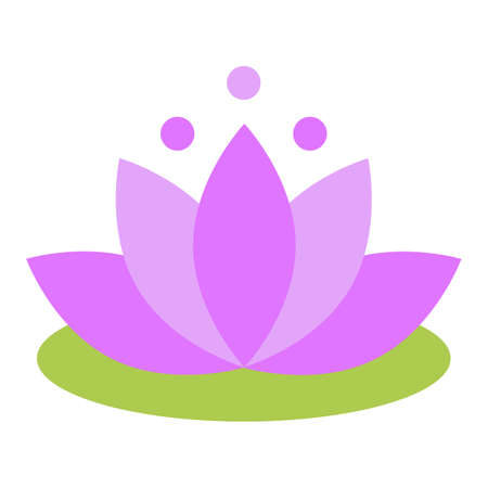 Illustration of pink lotus flower on green leafのイラスト素材