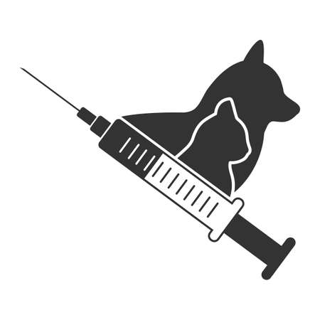 Veterinary logo illustration. Vaccination of pets on a white background.のイラスト素材