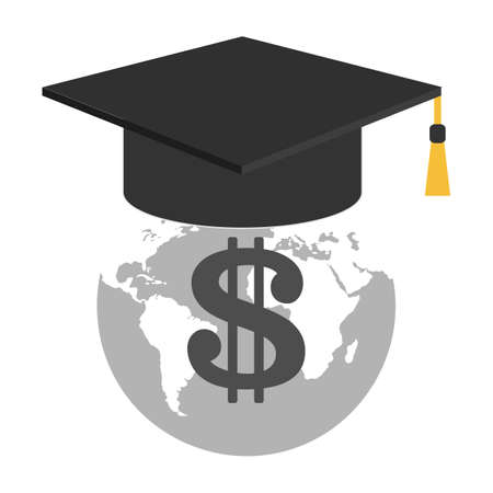 Illustration of a student hat with a globe. Investment in education.のイラスト素材