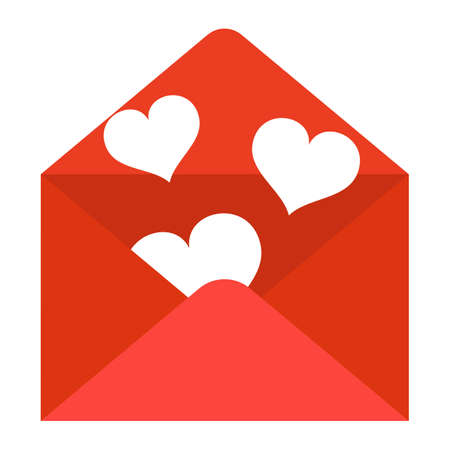 Illustration Valentine's Day.Red envelope with hearts on a white background.のイラスト素材