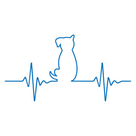 Illustration of the logo of a veterinary clinic .Dog and cat with a pulse.のイラスト素材