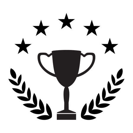 Winner cup with laurel wreath and stars on white backgroundのイラスト素材