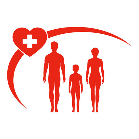 Health care logo illustration.People with a medical cross on a white background.のイラスト素材