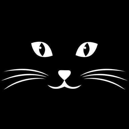 Illustration of a cute muzzle of a cat on a black backgroundのイラスト素材