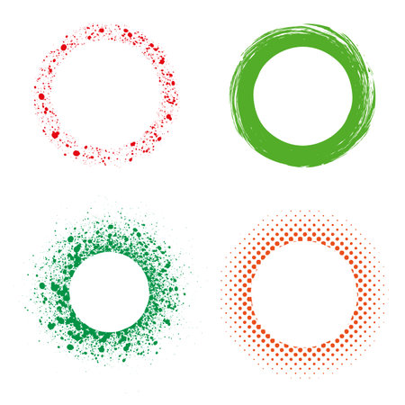 Set of grunge circle frames on a white backgroundのイラスト素材