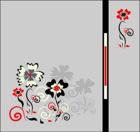 decorative flowers on a gray backgroundのイラスト素材