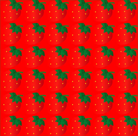 strawberry seamless texture on red backgroundのイラスト素材
