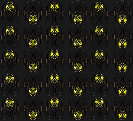 flower yellow decorative seamless texture on black backgroundのイラスト素材