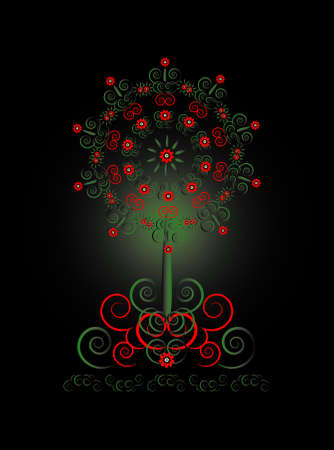 flower pattern decorative on green backgroundのイラスト素材