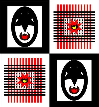 pattern square ornament  on black and white backgroundのイラスト素材