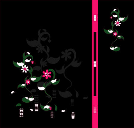 pink flower decorative card on black background のイラスト素材