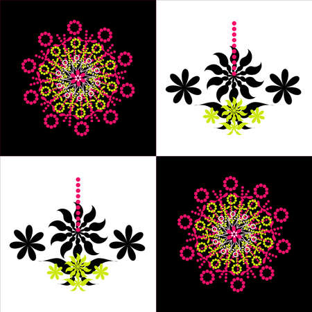 flower square background with circle decorative patternのイラスト素材