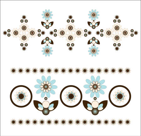 flower decorative  ornament horizontal on white backgroundのイラスト素材