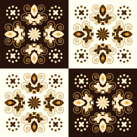 flower pattern square background with decorative curlのイラスト素材