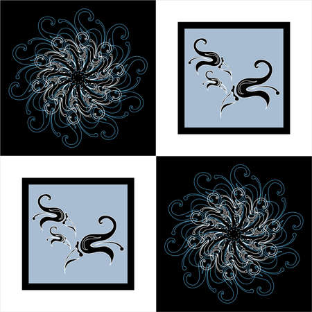 flower pattern square background with decorative curlのイラスト素材