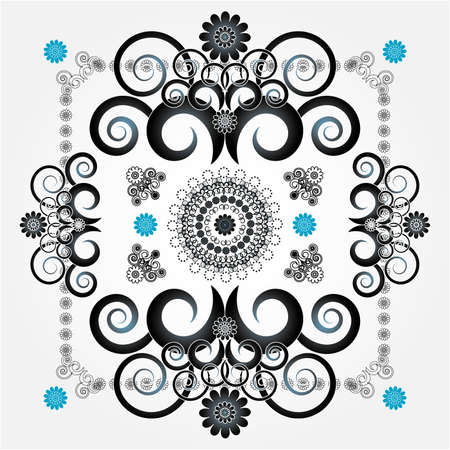 decorative pattern with flower on white backgroundのイラスト素材