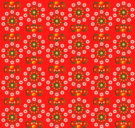 pattern with curl and flower seamless textureのイラスト素材
