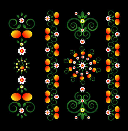 vertical ornament with flower and curlのイラスト素材