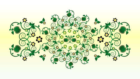 horizontal ornament with flower and curlのイラスト素材