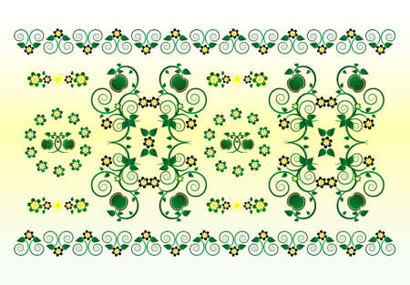 horizontal ornament with flower and curlのイラスト素材