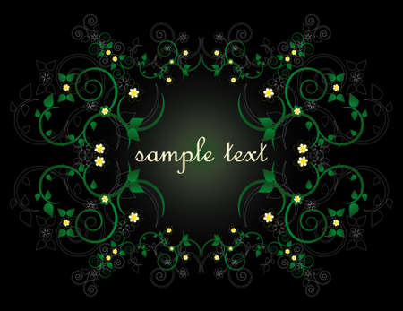 framework with flower and curlのイラスト素材