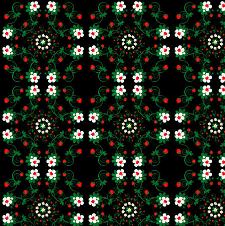 pattern with curl and flower seamless textureのイラスト素材