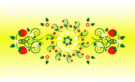 horizontal ornament with flower and curlのイラスト素材