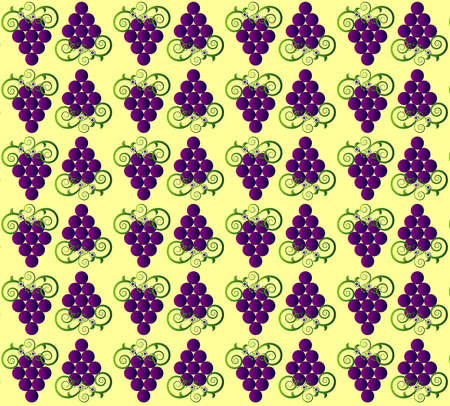 pattern with curl and grape seamless textureのイラスト素材