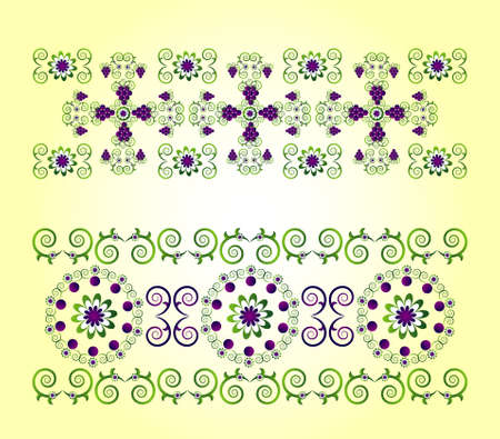 horizontal ornament with grape and flowerのイラスト素材