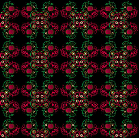pattern with curl and flower seamless texture