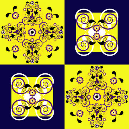 decorative square background with flowerのイラスト素材