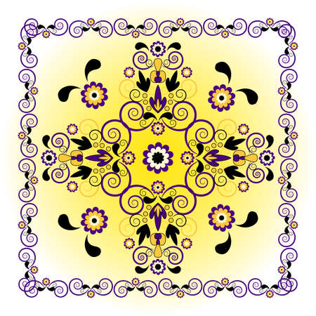 pattern with flower and curlのイラスト素材