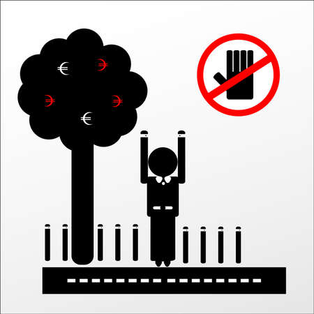 man under tree with euroのイラスト素材