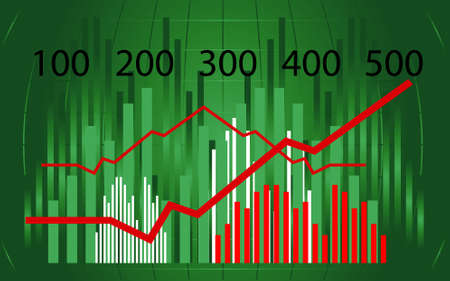 graphic and diagram on green backgroundのイラスト素材