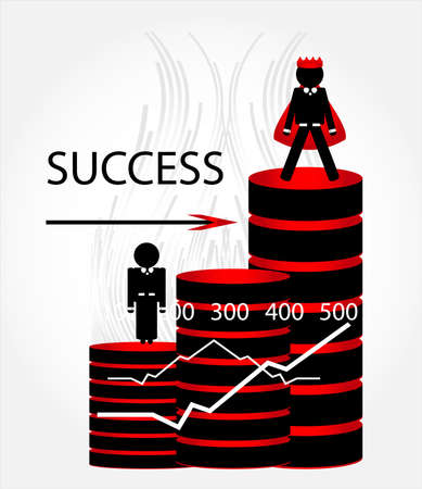 man in career growth with chartのイラスト素材