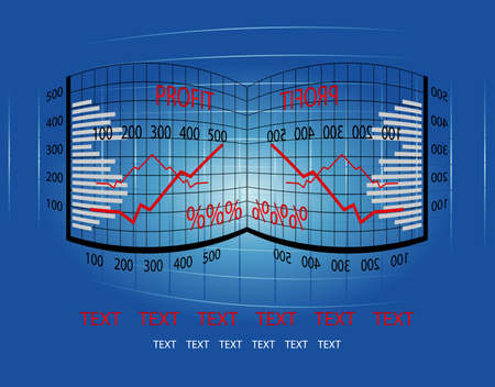 business chart on blue backgroundのイラスト素材